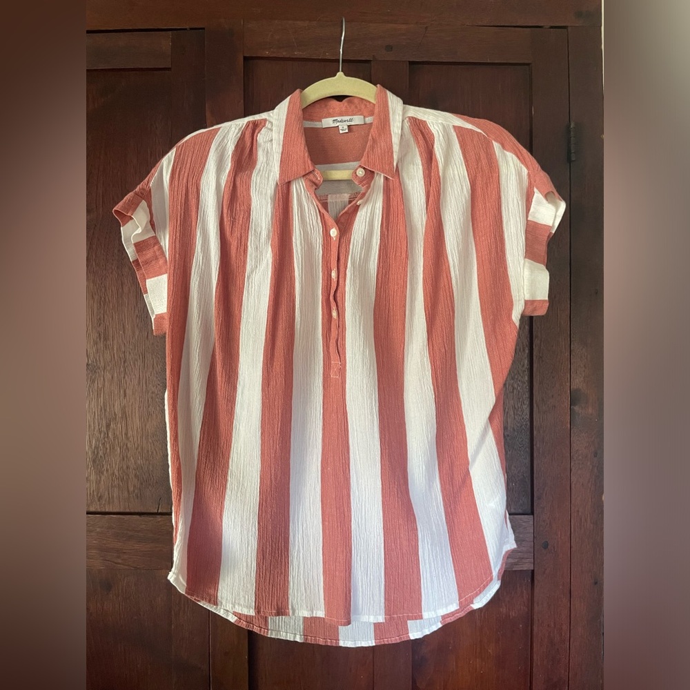 Madewell Central Tunic Shirt Half-Button in Cara Stripe